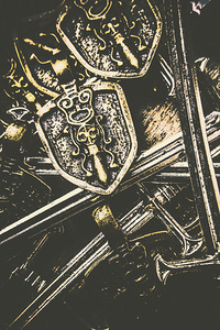 Medieval crests and swords