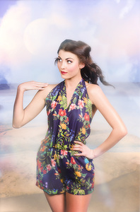 Outdoor fashion portrait. Spring twilight beauty