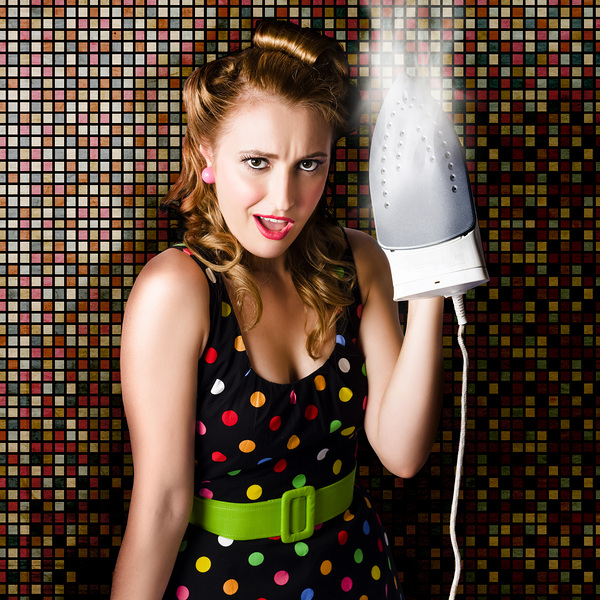 Funny Cute Cleaning Woman Ironing Retro Fashion Print