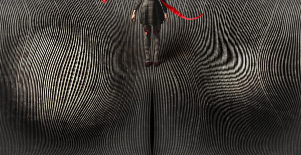 Vintage fantasy girl walking the path of creation Print