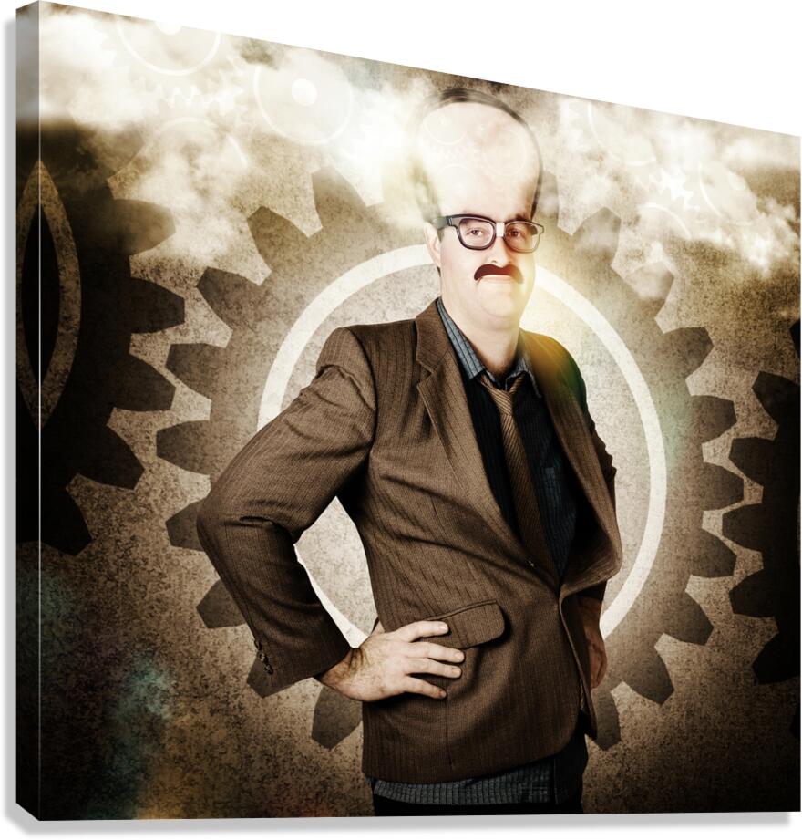 Thinking businessman with big brain Canvas Print