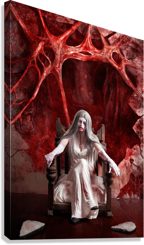 Halloween fine art portrait. Young vampire woman  Canvas Print